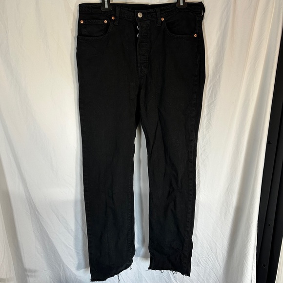Levi’s 501 Raw Hem High Rise Black Jeans 32x32 - Picture 1 of 7